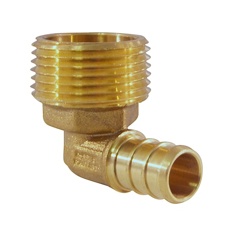 Apollo 1/2 in. Brass PEX Barb x 3/4 in. Male Pipe Thread Adapter 90-Degree Elbow APXME1234